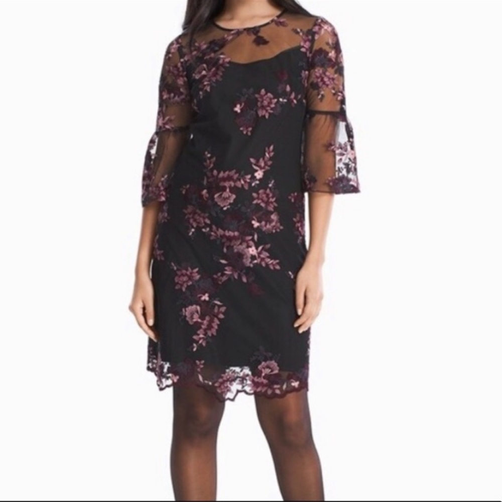 NWOT WHBM bell sleeve embroidered shift dress size 4P